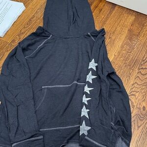 Sundry Black Hoodie with Star Sleeve Design